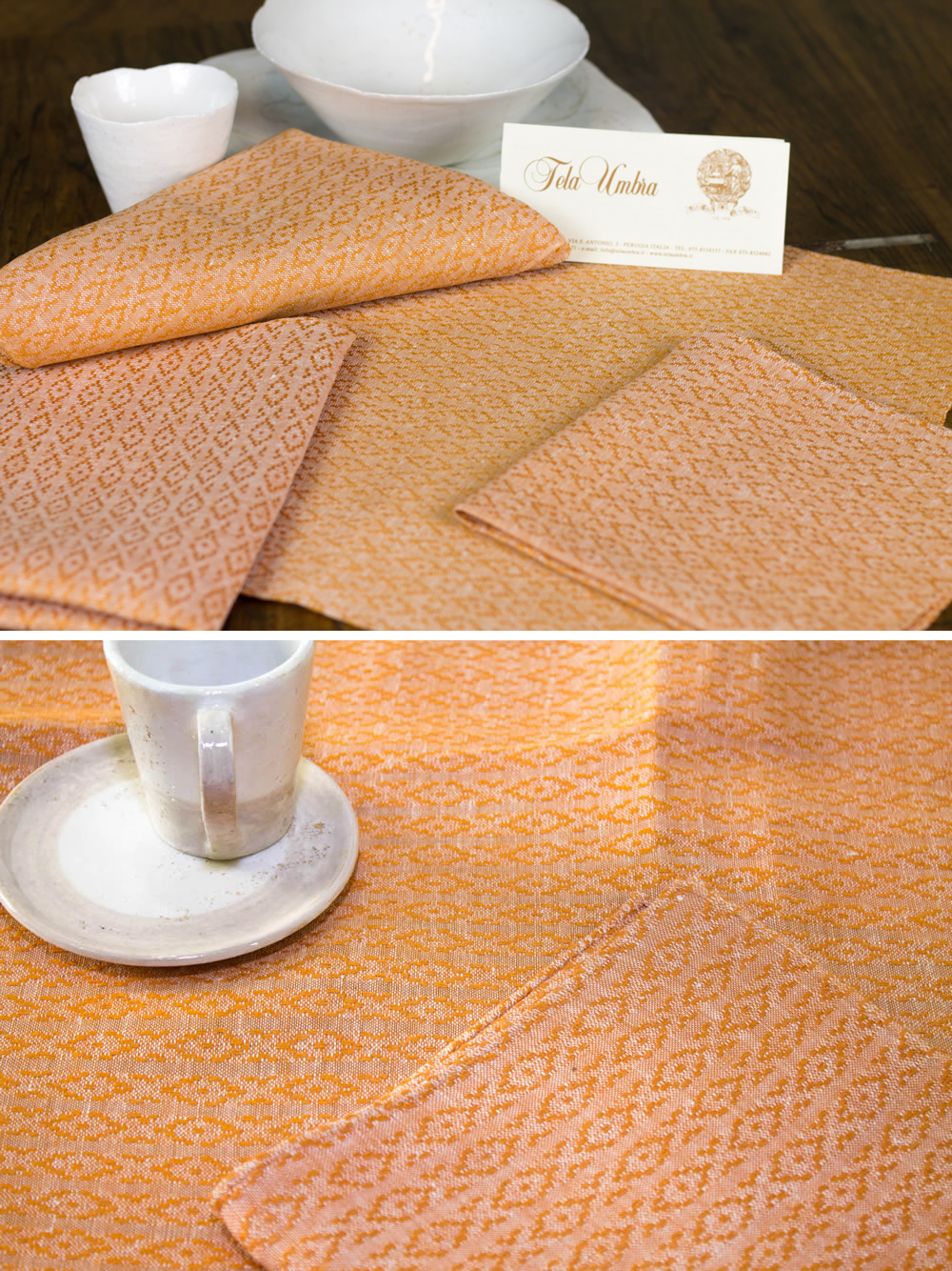 Centro tavola tessuto 11A classico color arancio Tela Umbra